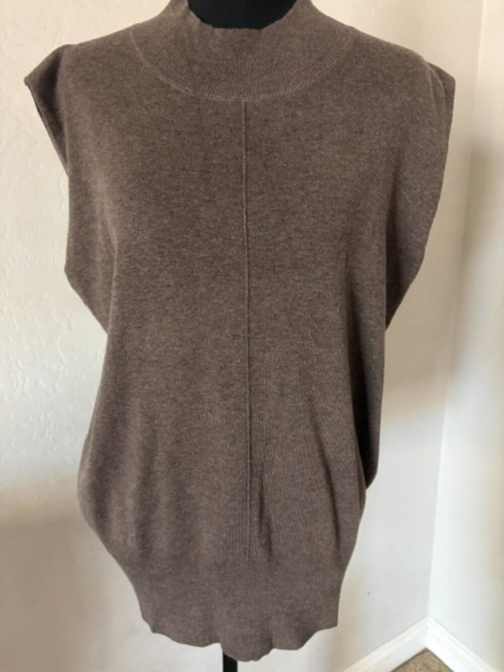 Arach & Cloz XL Brown Mock Neck Sleeveless Sweater Tunic NWT